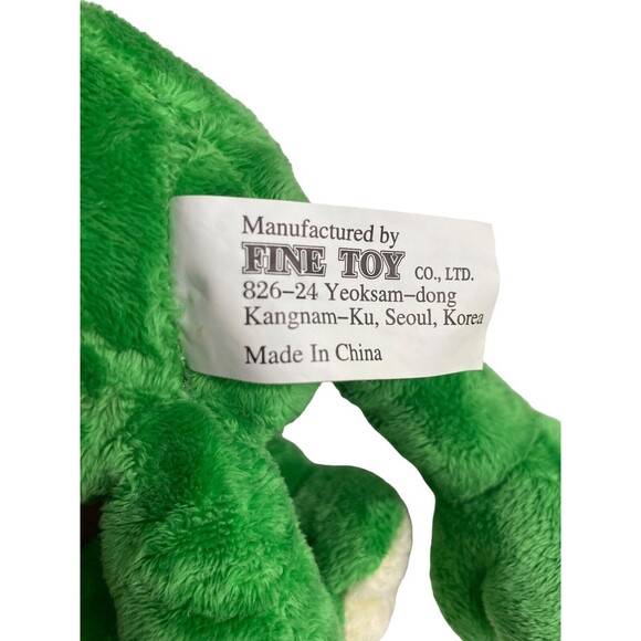 Fine Toy Frog Plush Stuffed Animal Green Holding Pink Yellow Flower Sheer Bow - Picture 14 of 15